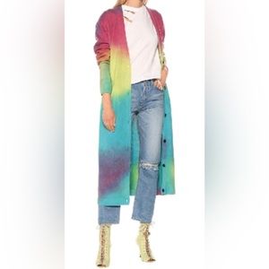 Amiri cashmere tie dye rainbow colored cardigan